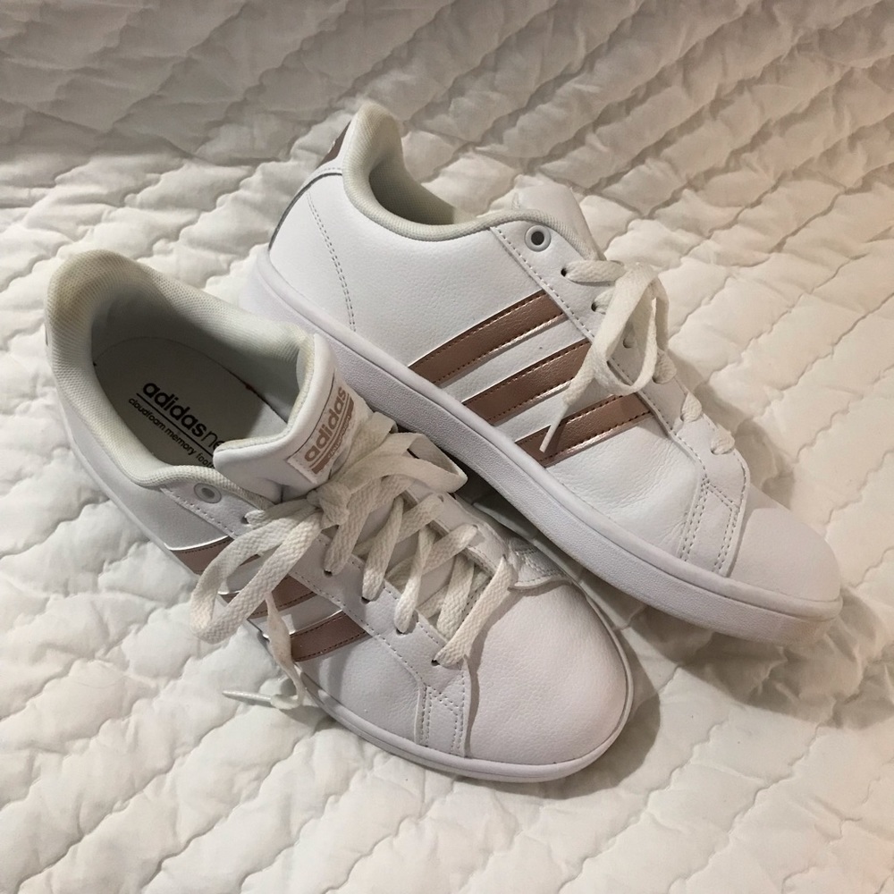 Rose gold adidas sneakers